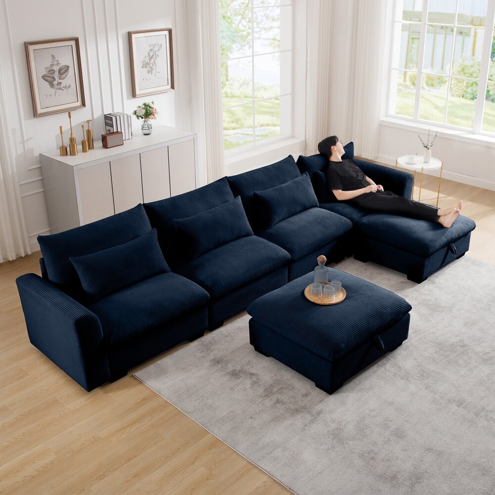 Blue Casual Reversible Sectional Sofas Bed Bath Beyond