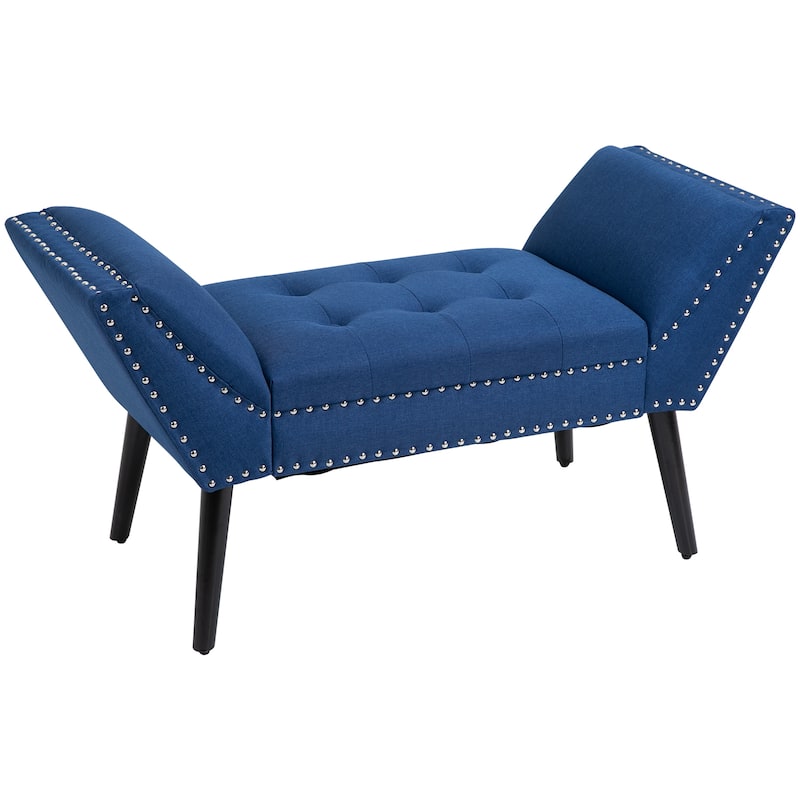 HOMCOM Modern Button Tufted Sitting Bench/Accent Fabric Upholstered Ottoman for Bedroom or Living Room