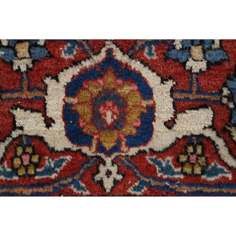 Hand Knotted Oriental 100% Wool Carpet Traditional All-Over Navy Blue & Blues Isfahan Area Rug - 10' 5'' X 7' 1''
