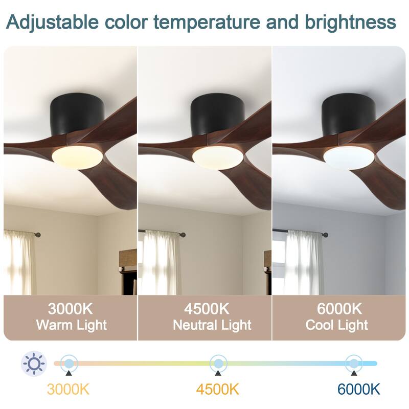 42-inch Ceiling Fan with Light, 3 Light Wood Blades, Remote Control, Reversible DC Motor for Living Room