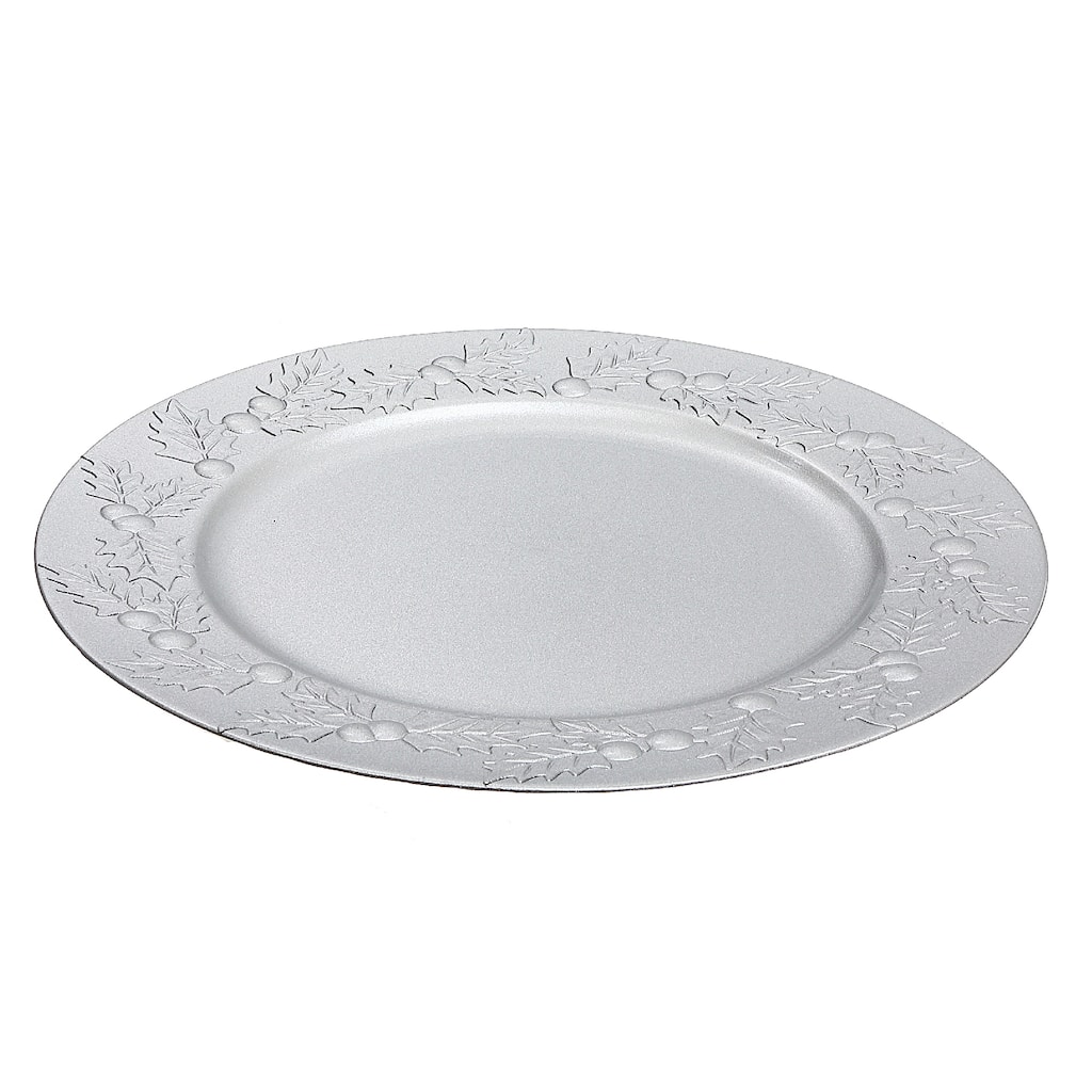 Charger Plate (Hollyberries) (Silver) (13") - Set of 6