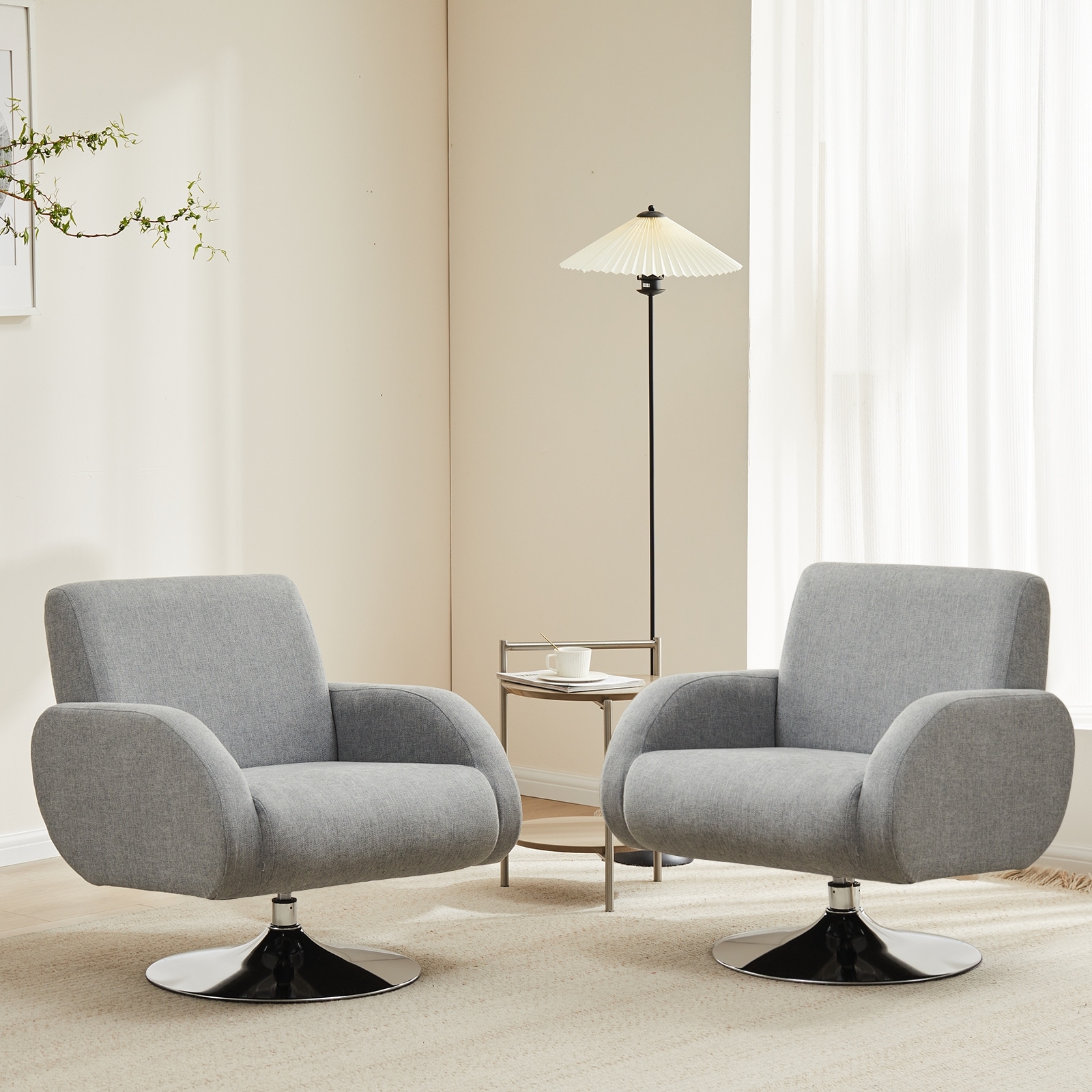Sofa Chair Grey Swivel Chair Living Room Nora Fabric Lounge Modern