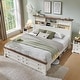 preview thumbnail 9 of 66, Farmhouse Bed Frame with 54" Tall Storage Bookcase Headboard