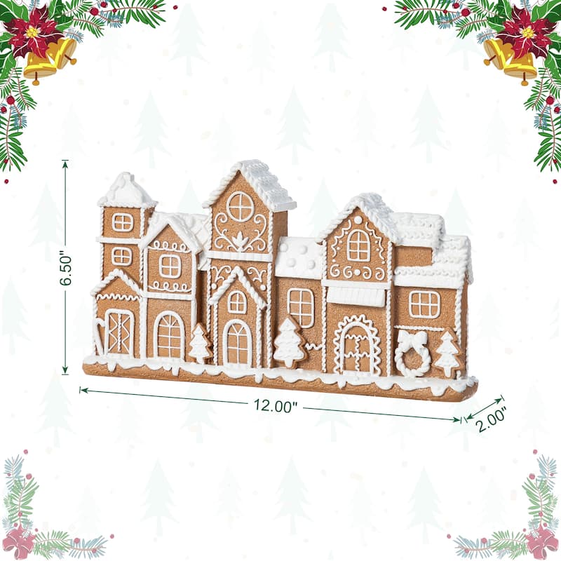 Glitzhome Christmas Resin Gingerbread House Table Decor Village Figurine