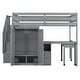preview thumbnail 15 of 25, Full Size Loft Bed with Stairs, Bookshelf, Desk & Wardrobe - Space-Saving Multifunctional Furniture for Kids & Teens-White