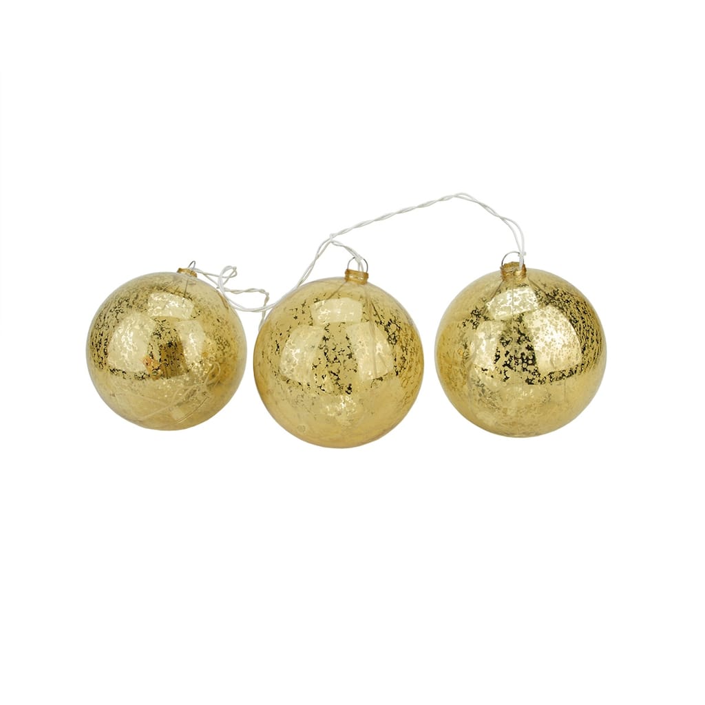 20-count Gold Ball Ornaments Mini Christmas Light Set 1.5ft White Wire - 1.5'