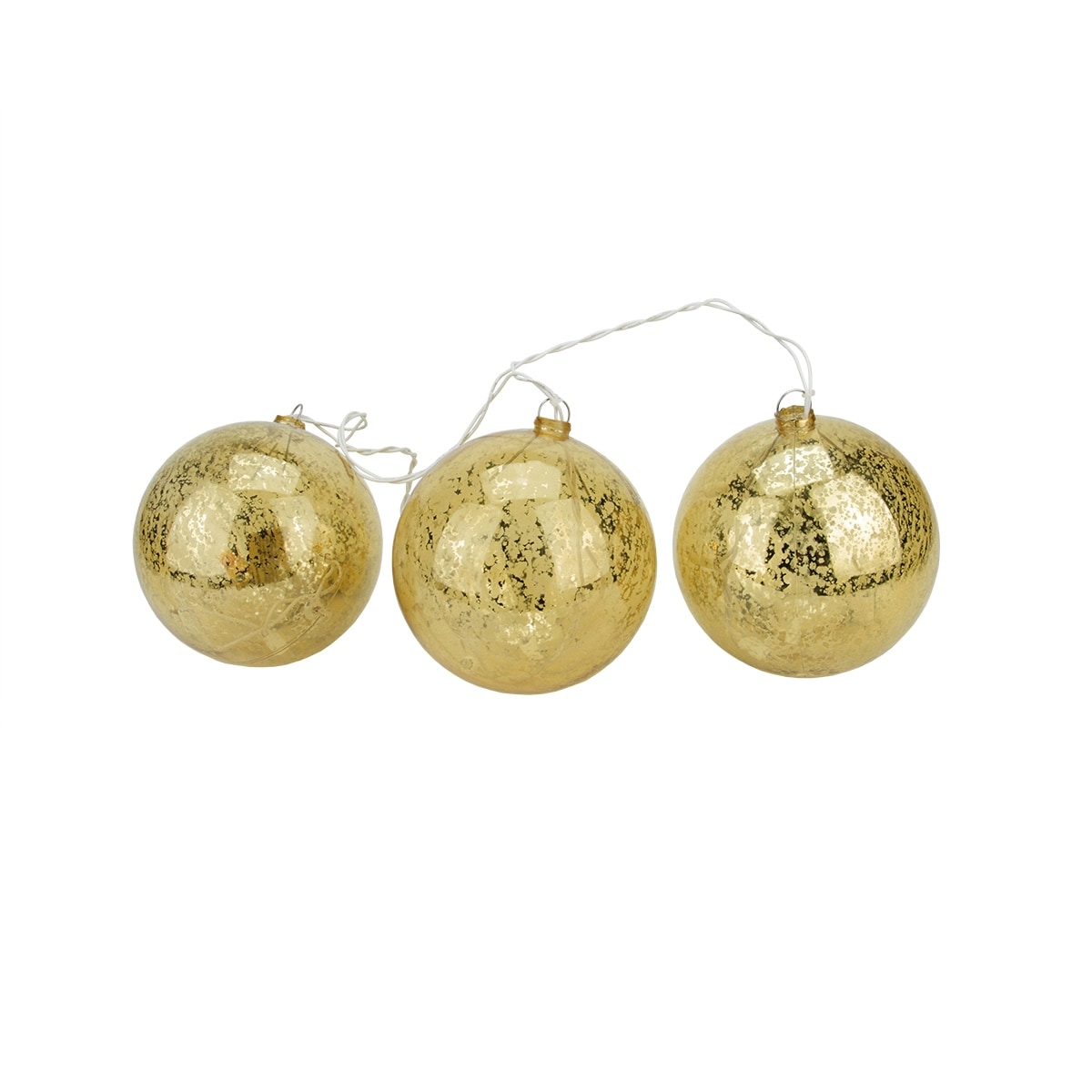 20-count Gold Ball Ornaments Mini Christmas Light Set 1.5ft White Wire - 1.5'