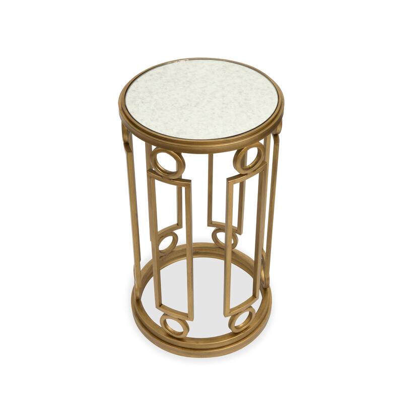 Magnussen Home Lorena Burnished Brass Round Accent Table - 14.5''W x 14.5''D x 25''H