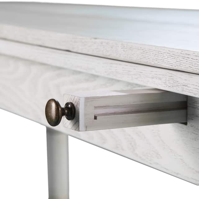 Eddlewood Farmhouse Drop Leaf Trestle Console to Dining Table