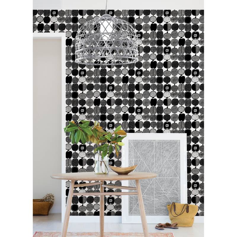 Marimekko Black & White Kompotti Peel & Stick Wallpaper