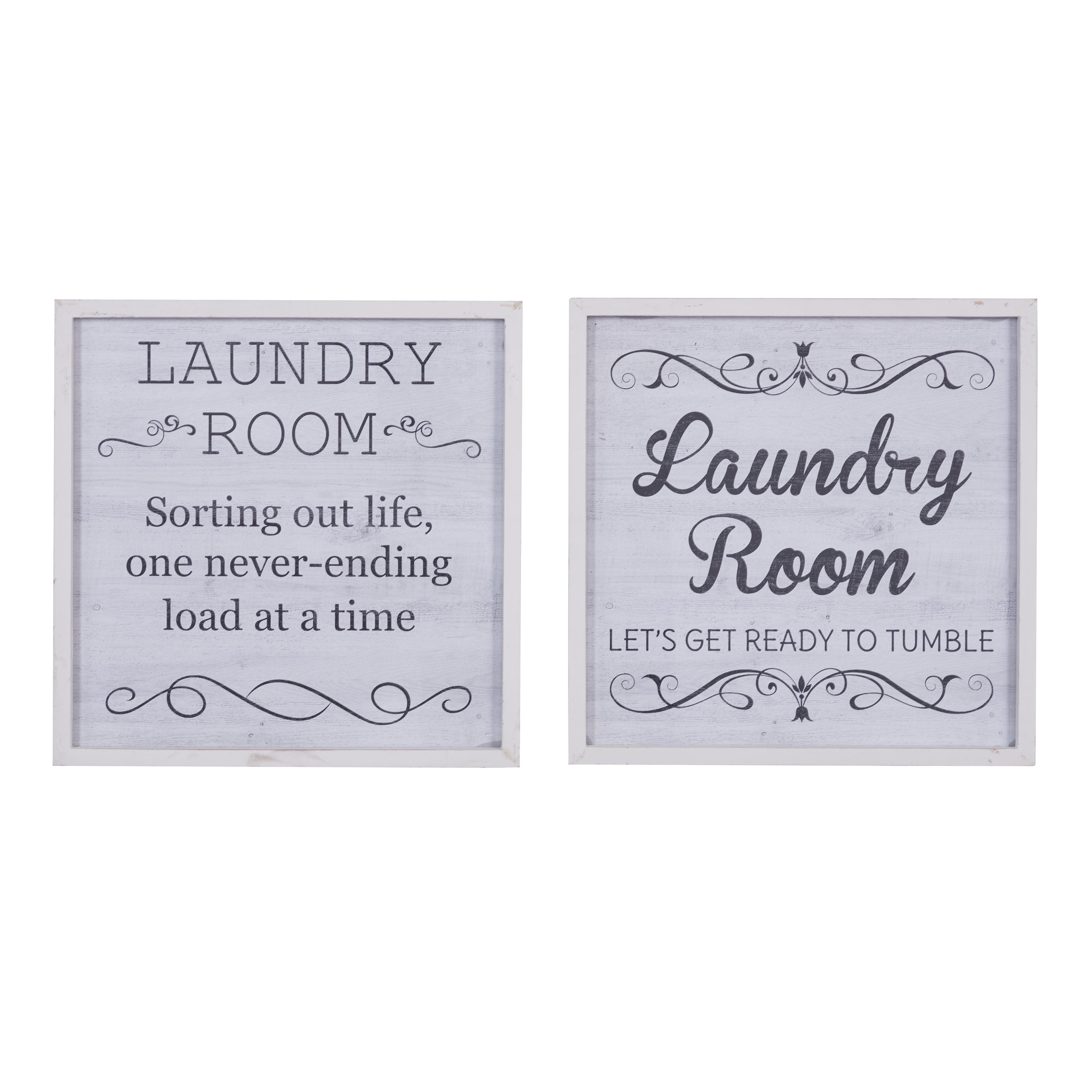 Wood Sign Wall Decor - Set of 2 White - Roche River Decor