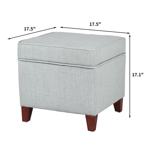 dimension image slide 7 of 14, Adeco Square Storage Ottoman 17 inch Footstool