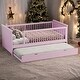 preview thumbnail 15 of 26, Twin Platform Bed with Trundle and Guardrail Pink