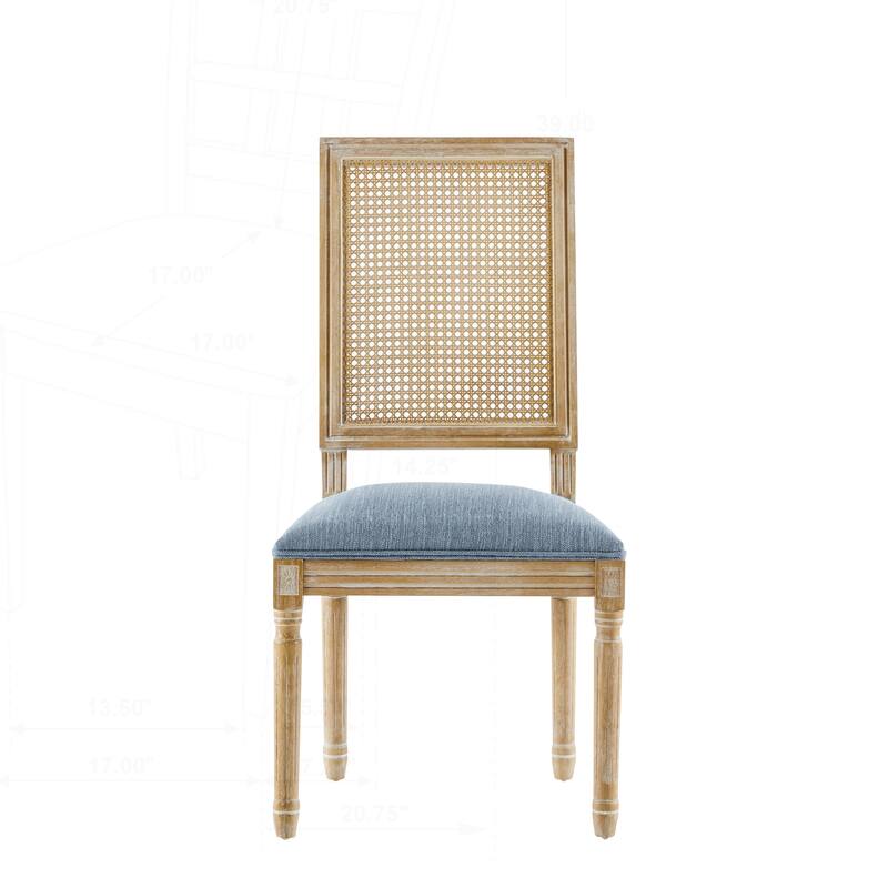 Exquisite French Country Dining Chairs with Stylish Cane Backrest and Comfy Upholstered Seats