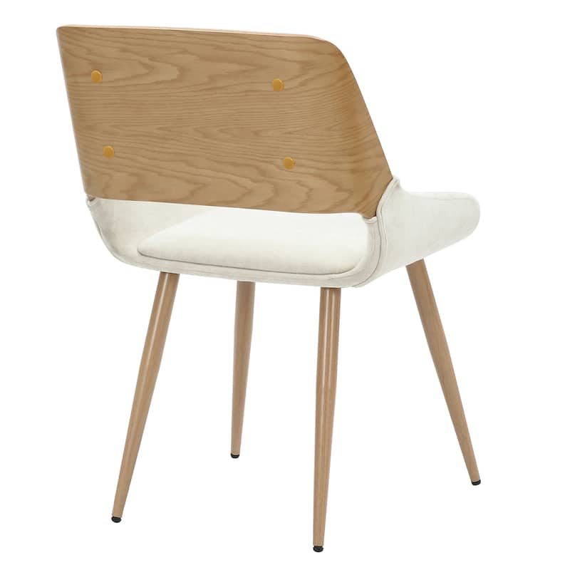 Mid-Century Modern Fabric, Metal and Wood Dining Chair Set of 4 - Beige and Natural