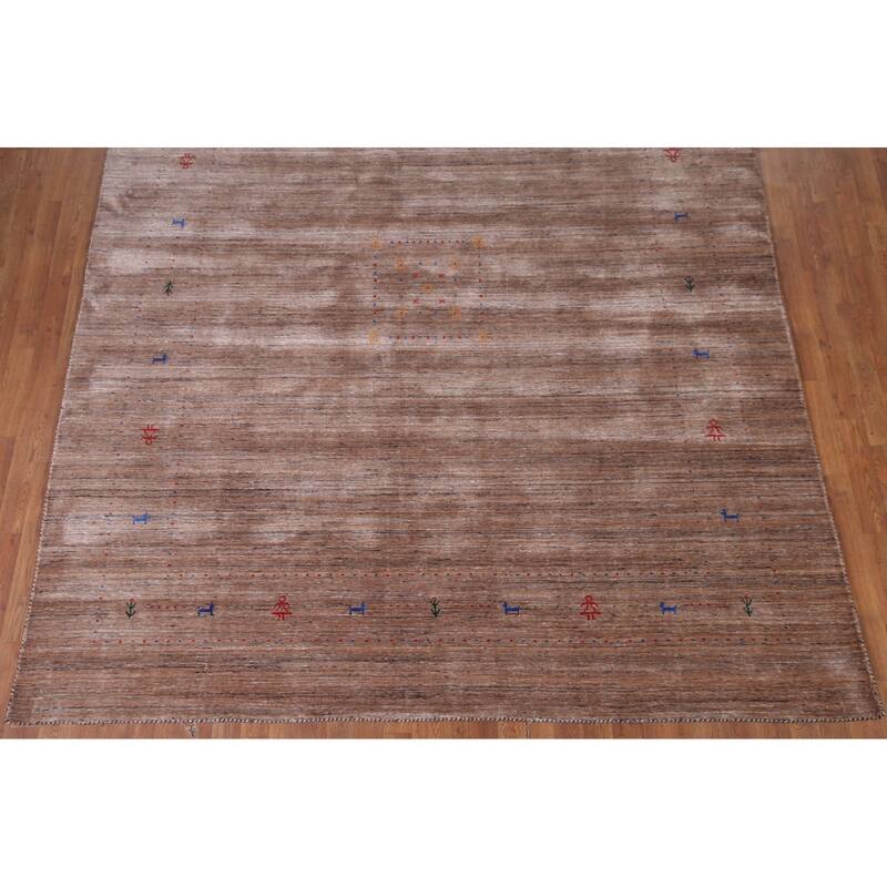 Brown Tribal Gabbeh Oriental Area Rug Hand-knotted Wool Carpet - 8'3" x 10'0"