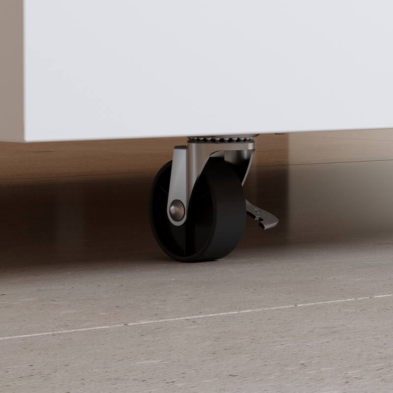 LED Kitchen Island with Tempered Glass Top, Rolling Storage Cabinet with 3-Color Lighting