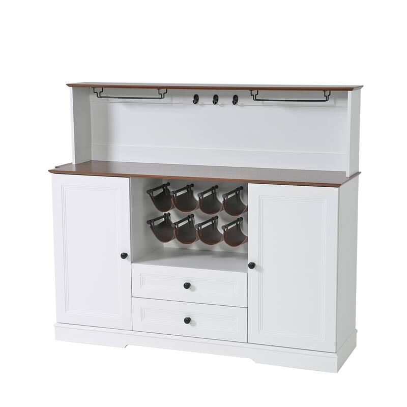 Farmhouse Wine Cabinet with Storage Cabinets