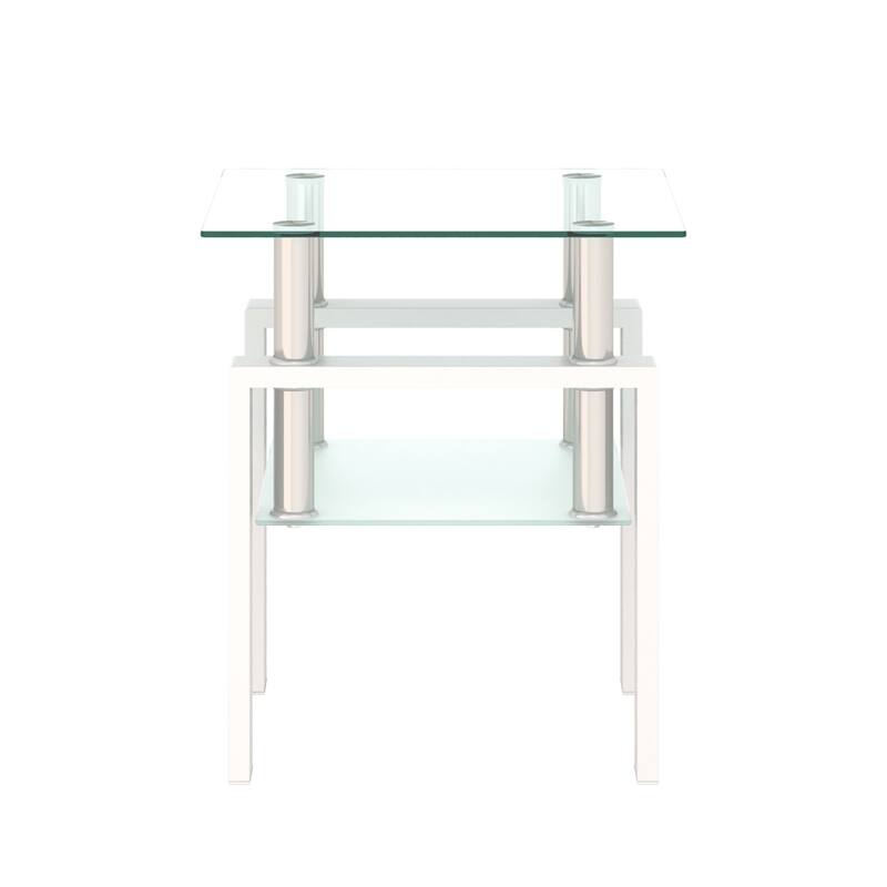 Modern Tempered Glass Tea Table Coffee Table End Table Square Table - 17.72"L x 17.72 "W x 20.5 "H,