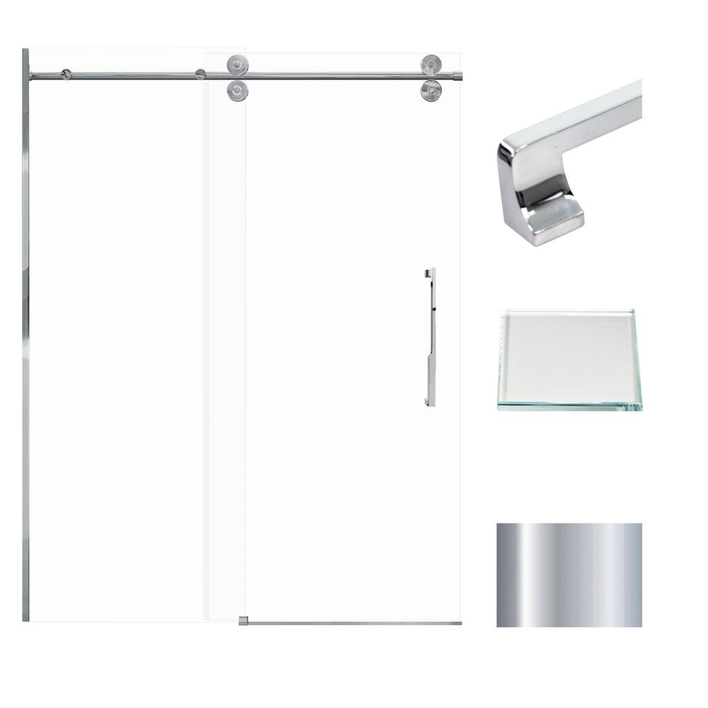 Teegan 59 in. W x 80 in. H Sliding Semi Frameless Shower Door with Fixed Panel with Clear Glass - 56.5-59-in W x 80-in H