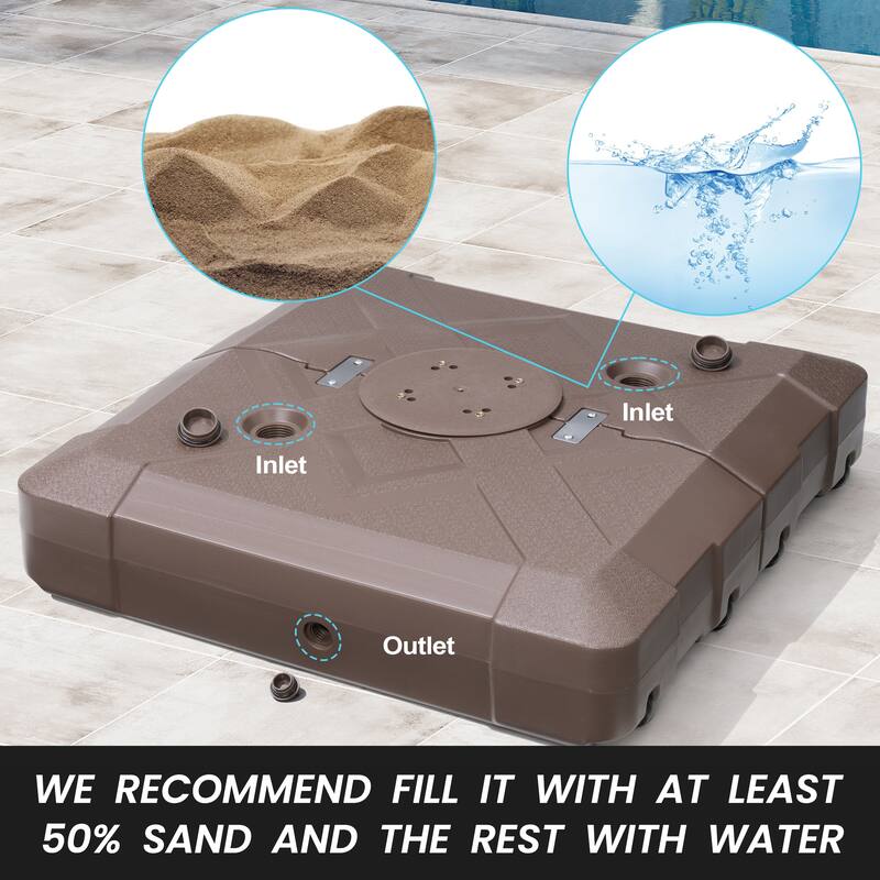Heavy Duty Sand Water Fillable Patio Offset Cantilever Umbrella Base with Wheels