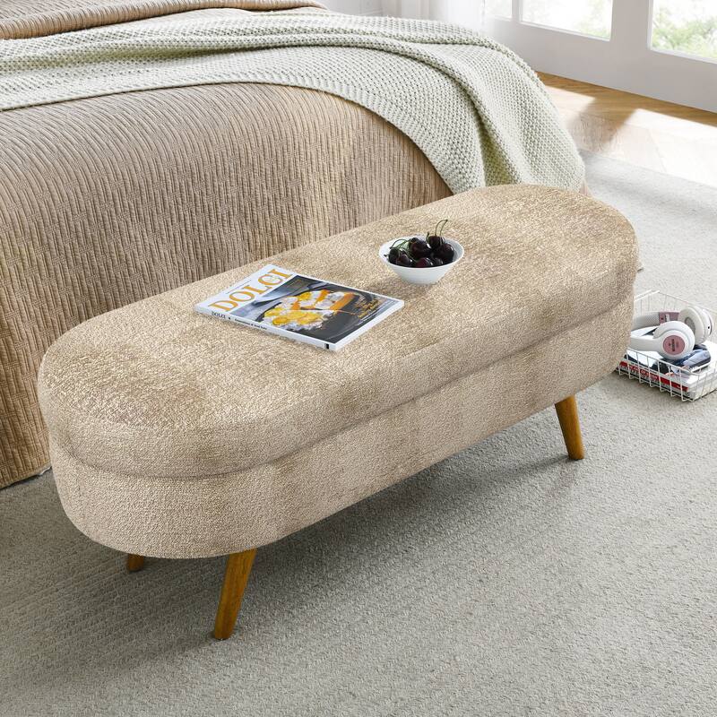 Farmhouse Style Fabric Solid Wood Storage Bench with Flip Top -  Entryway Organizer|Brown