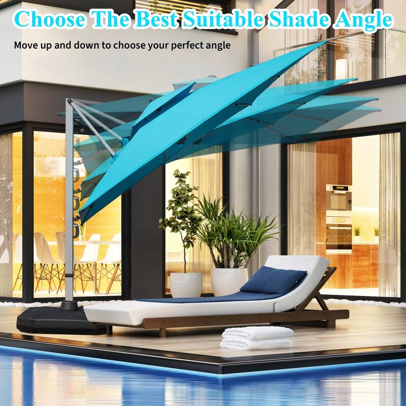 Aluminum Patio Umbrella - 360° Rotation, Hydraulic Lift