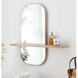 Hester Modern Oak Wall Mirror with Shelf - Bed Bath & Beyond