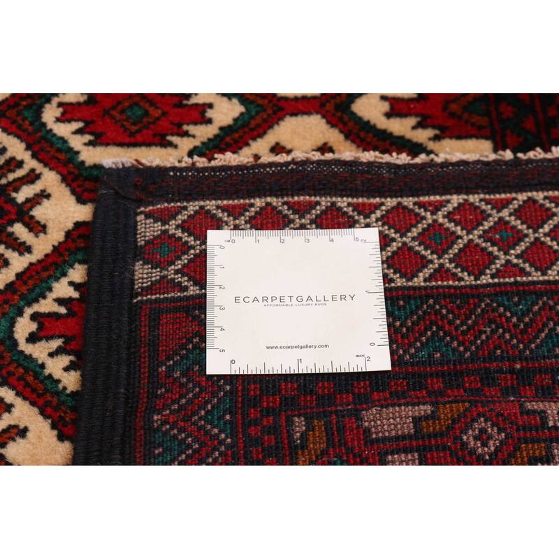 Teimani Cream, Red Rug 3'6" x 5'8" - 3'6 x 5'8