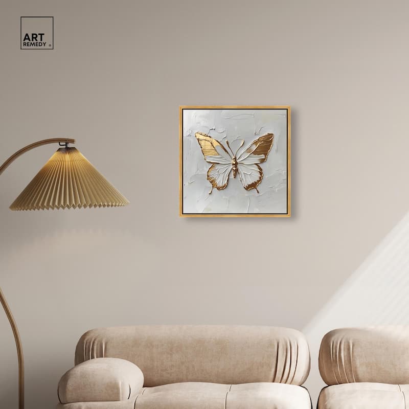 Simple Golden Butterfly Canvas by Art Remedy