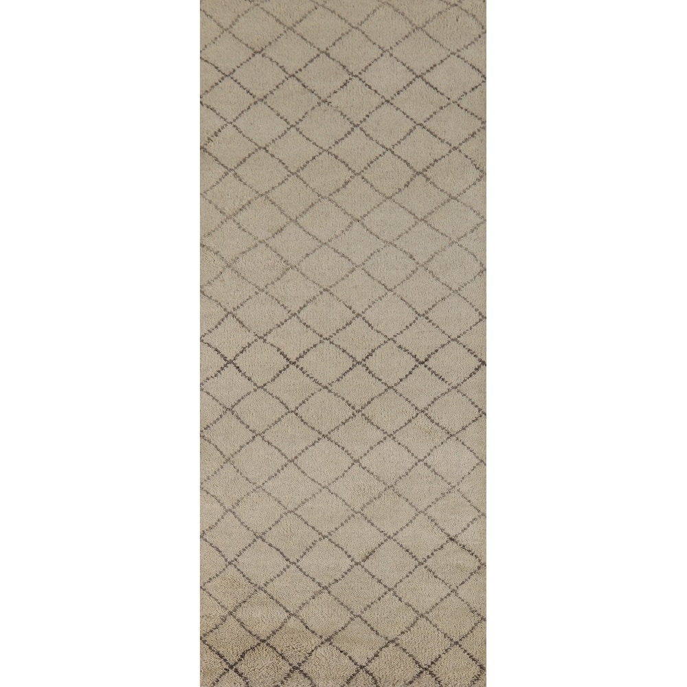 All-Over Trellis Moroccan Oriental Runner Rug Handmade Wool Carpet - 2'6" x 7'11"