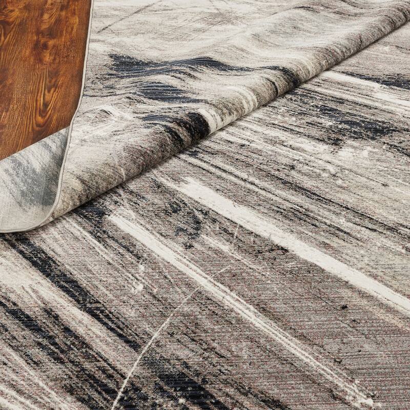 Abstract Grey Strie Area Rug