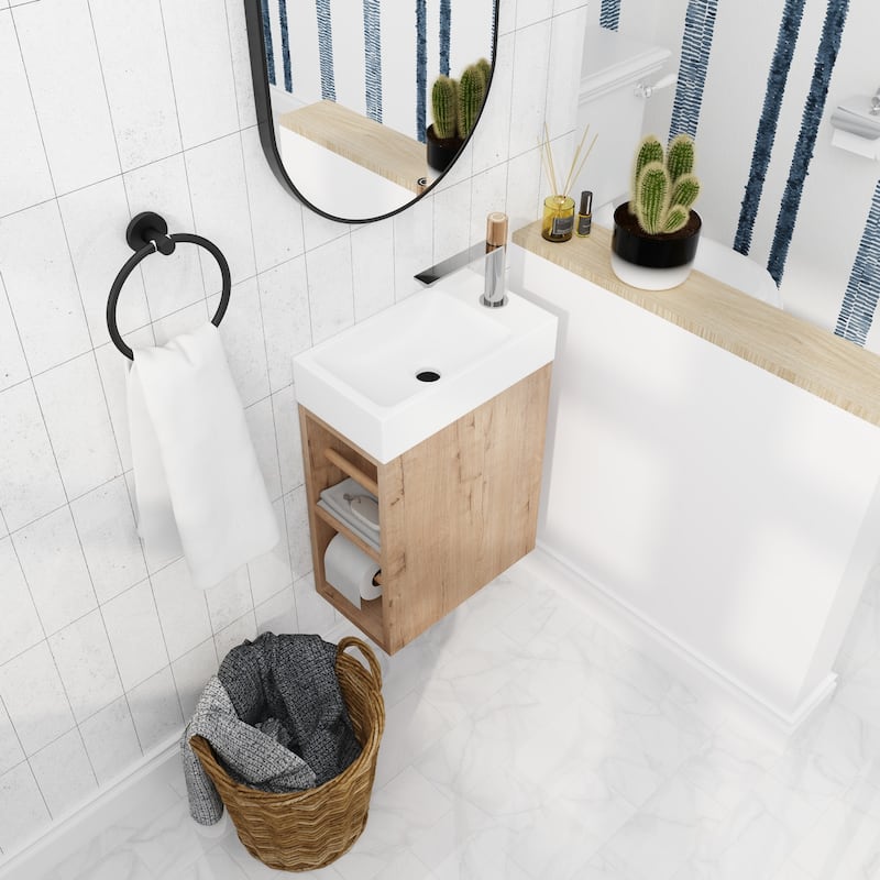 BNK 16/18 Inch Single Sink Bathroom Vanity with Soft Close Door