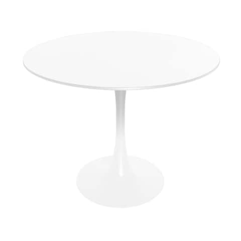 LeisureMod Bristol Modern Dining Table with Wood Top and Iron Base - 28.35"