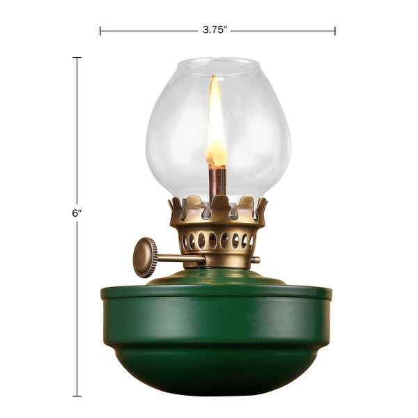 Kings County Tools Oil Lamp with Naval-Style Body and Brass Accents, Green