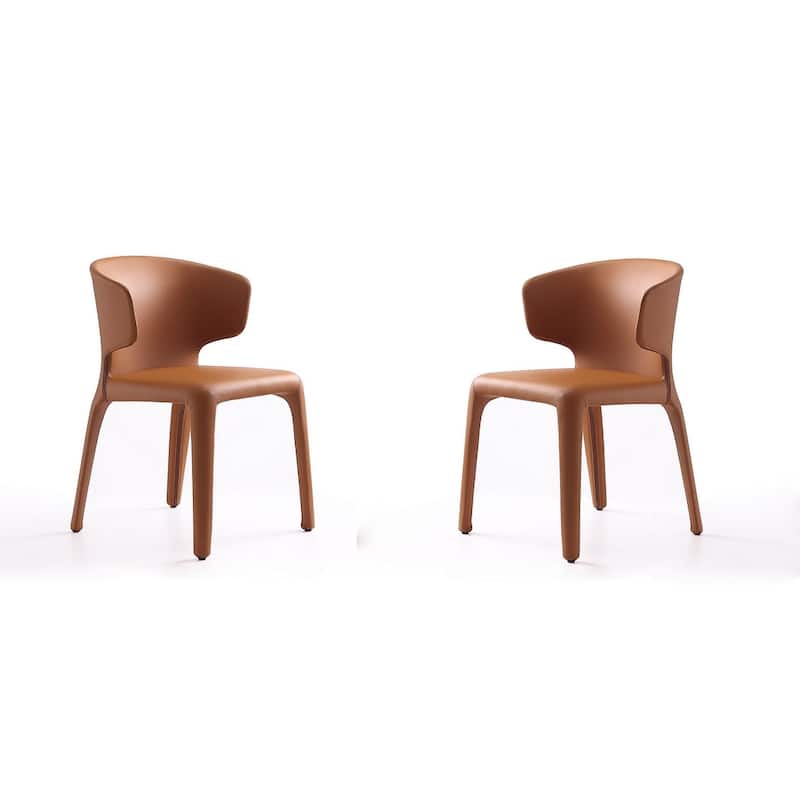 Conrad Cream Faux Leather Dining Chair (Set of 2) - Saddle