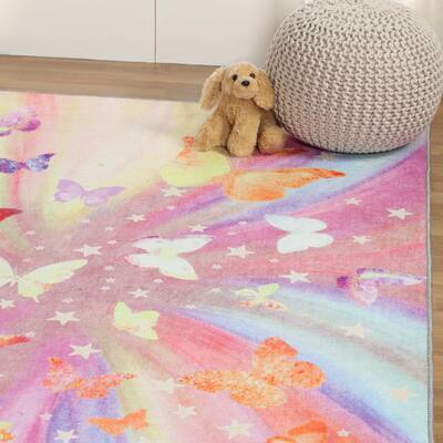 Miranda Haus Chasing Fluttering Polyester Indoor Kids' Area Rug