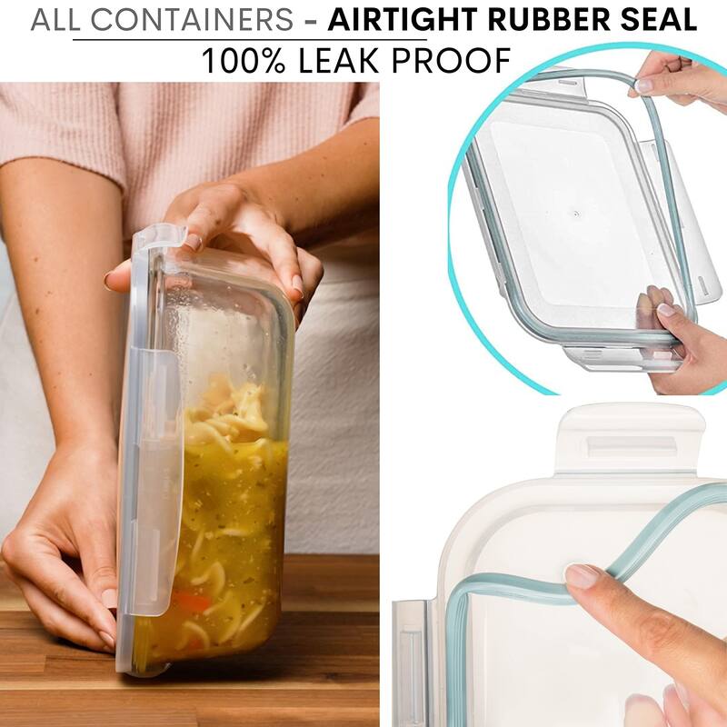 10 Cups/ 80 Oz 4 Pc (Set of 2) Glass Food Storage Containers with Airtight Locking Lids-For Storing & Serving Food.
