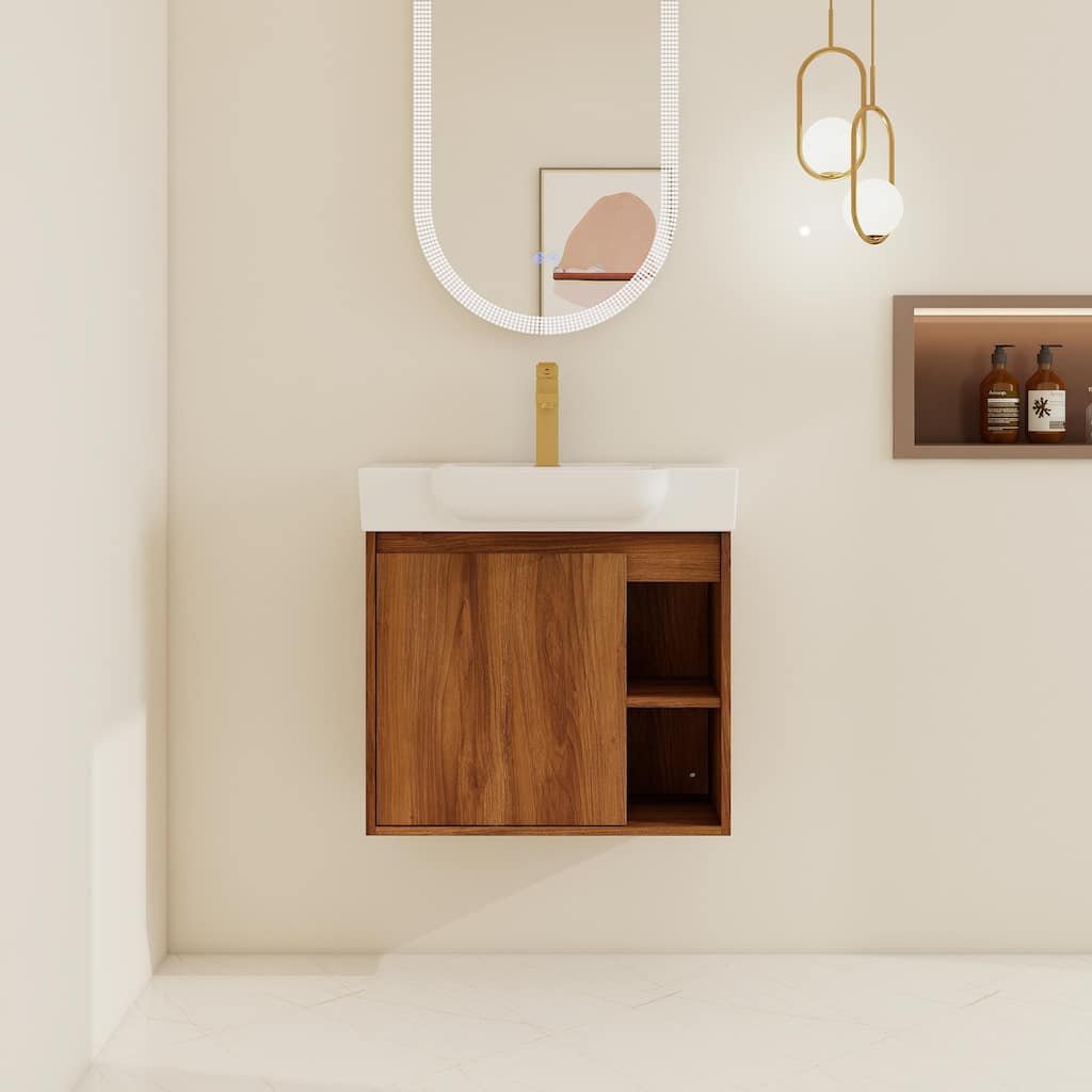 BNK 24"/28" Single Sink Floating Bathroom Vanity with Soft Close Door and Shelf