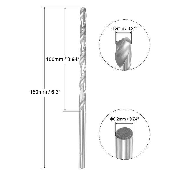 5pcs 6542 High Speed Steel Straight Jobber Drill Bits 5.1mm Dia 85mm