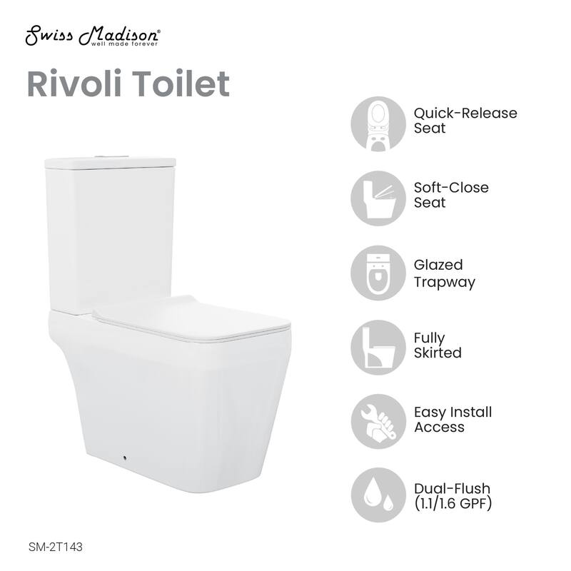 Swiss Madison SM-2T143 Rivoli 1.6 GPF Dual Flush Two Piece Elongated