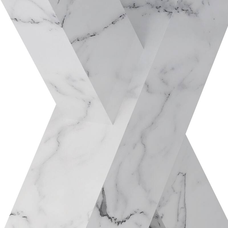 Modern Square Dining Table with Marble Table Top and X-Shape Table Leg