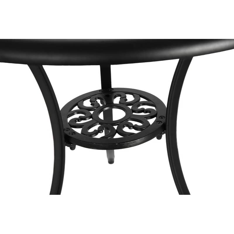 3 Piece Patio Bistro Set Cast Aluminum Bistro Table and Chairs Set Black
