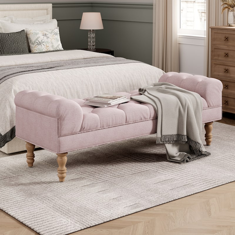 Christopher Knight Home - Wren Upholstered Tufted Bed Bench with Premium Foam and Diamond Button Detail - Pink