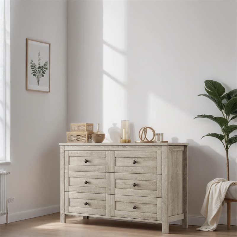 Farmhouse Style Wooden Dresser with 6 Drawer