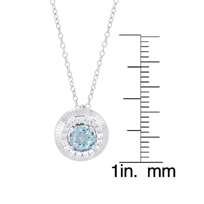 Victoria Townsend .925 Sterling Silver Blue Topaz & Lab White Sapphire Round Halo Pendant.
