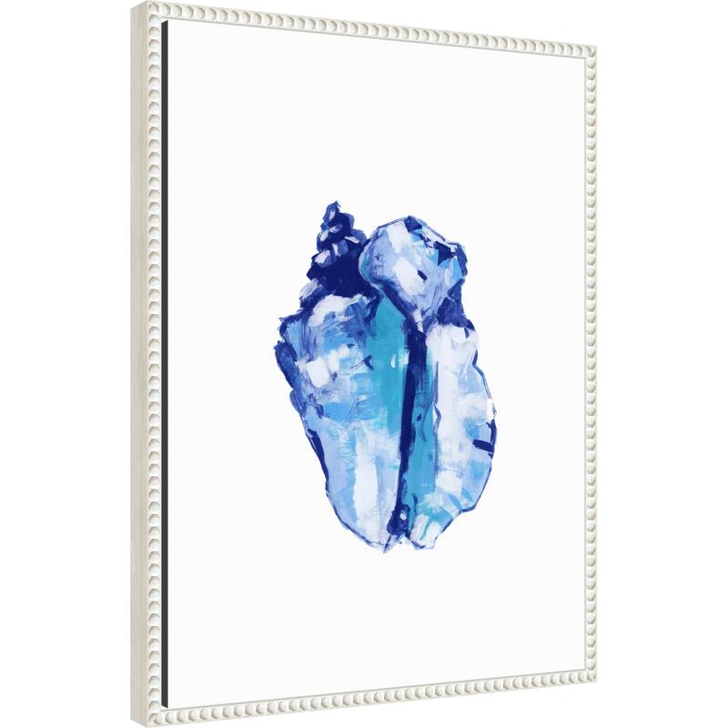 Blue Seashell On White Background No. 1 by Cartissi (18 x 24 in.), Framed Canvas Wall Art Print