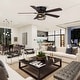 preview thumbnail 7 of 17, 48" Antique Wooden 5-Blade Black Flush Mount Ceiling Fan with Light