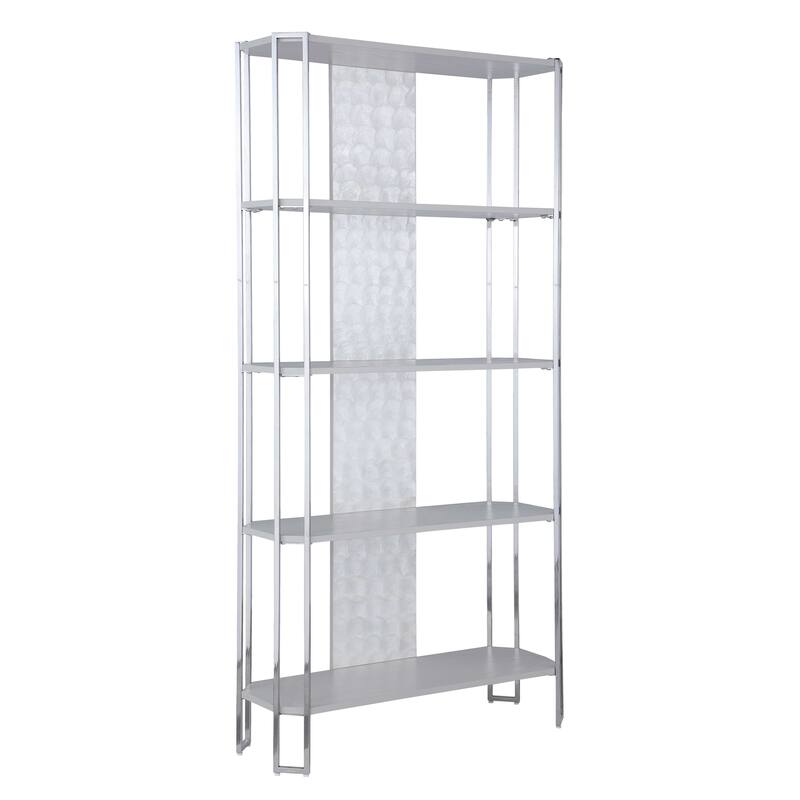 Somette Contemporary Gray Bookshelf with Polished Steel Frame
