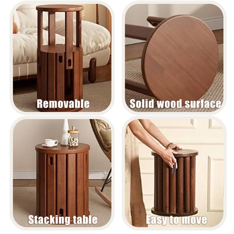 4-in-1 Wooden Stackable Stools, Set of 4 Multifunctional Chairs